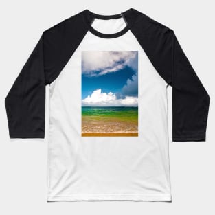 Green Seascape,Cumulus Clouds Over Deep Blue Sky Baseball T-Shirt